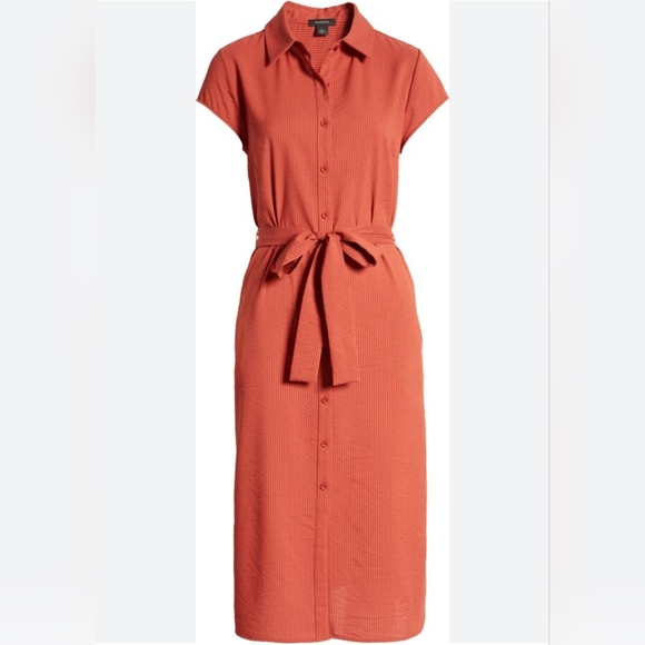Halogen Dresses & Skirts - Halogen Women's Rust Button Up Midi Short Sleeve Dress 1X